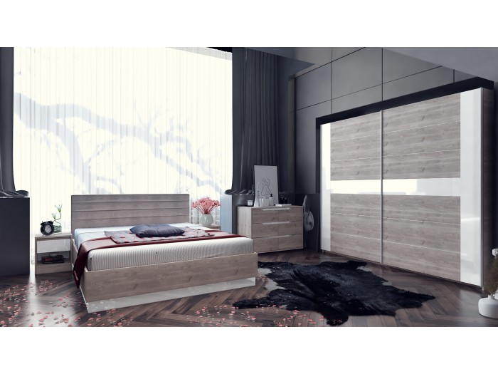 Спален комплект Modern 3 (greige castello oak/mdf white gloss)